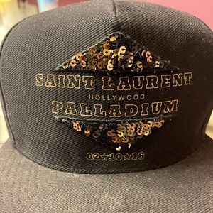 Saint Laurent adjustable hat in blk with gold sequins